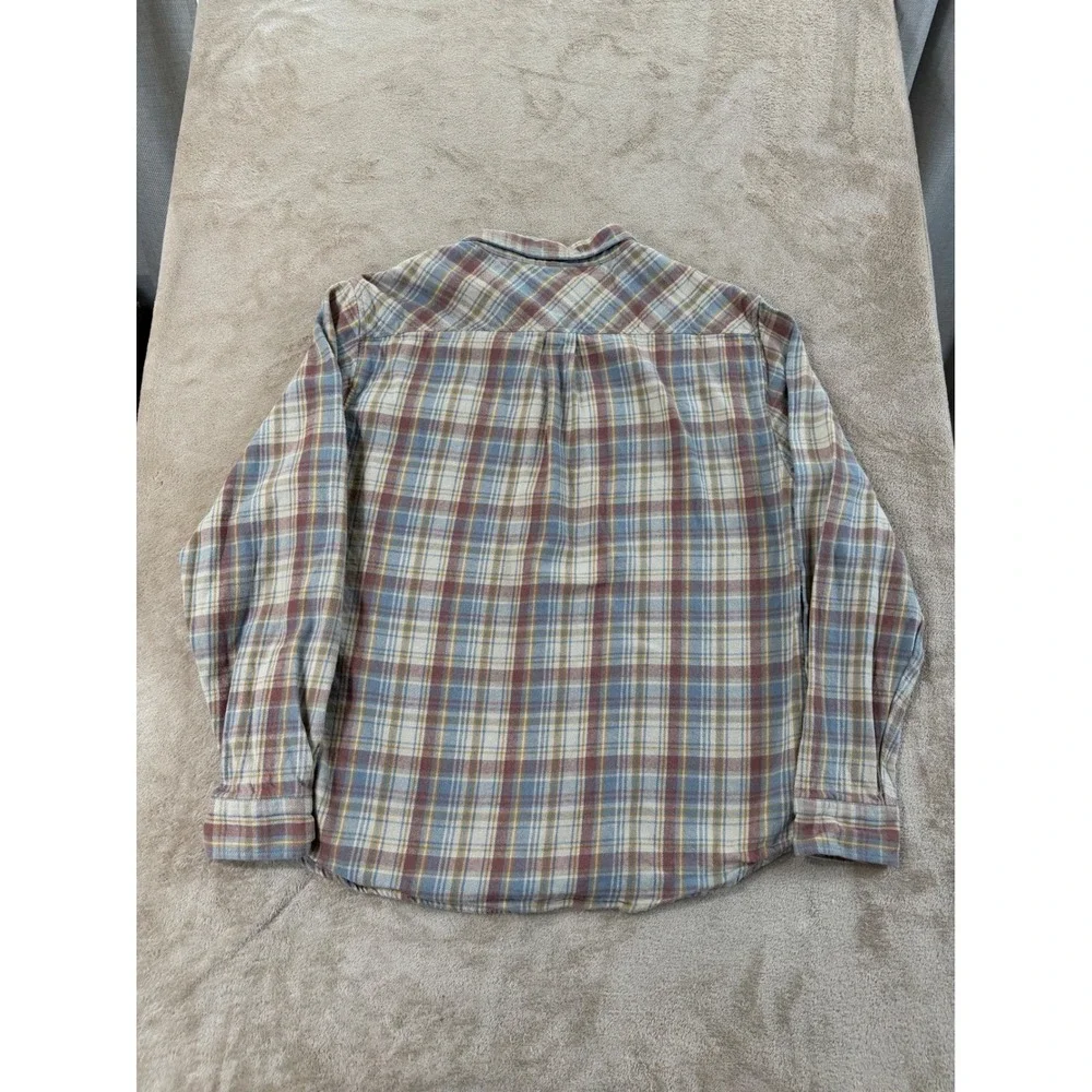 Katin Flannel Shirt Men's Size‎ LG Blue/Orange/Cream Long Sleeve 100% cotton EUC